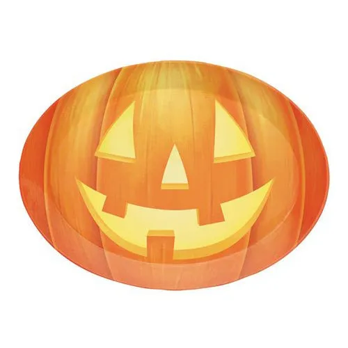 Pumpkin Shaped Oval Plastic 10x14in Tray