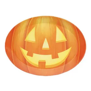 Pumpkin Shaped Oval Plastic 10x14in Tray