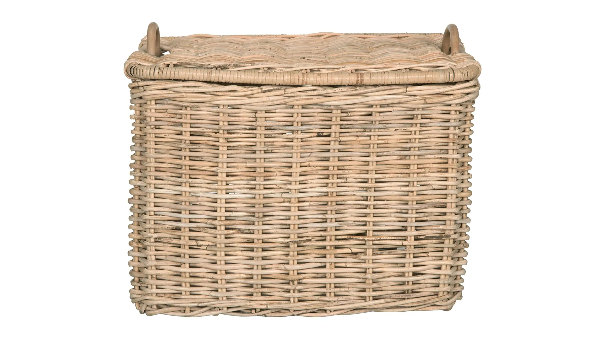 Rattan Core Rectangular Storage Basket with Lid, Natural