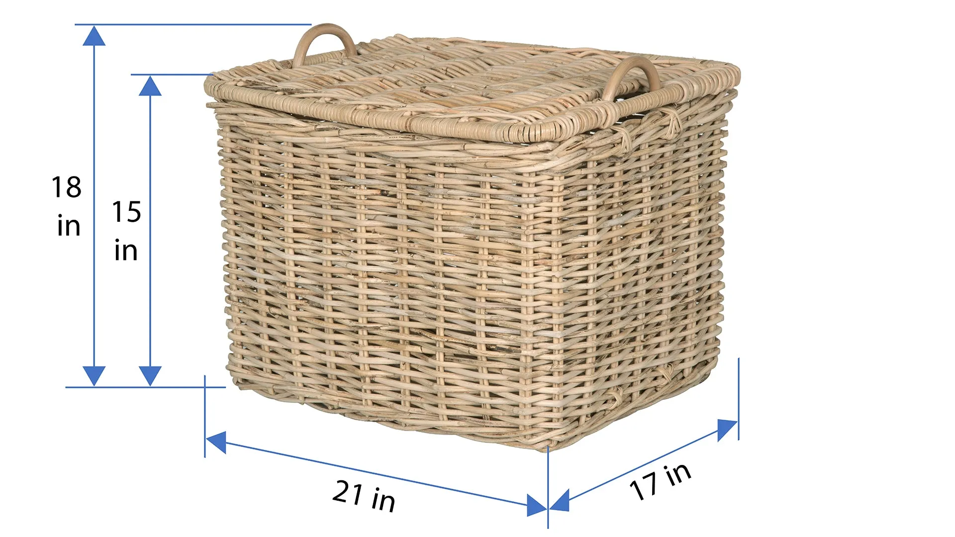 Rattan Core Rectangular Storage Basket with Lid, Natural