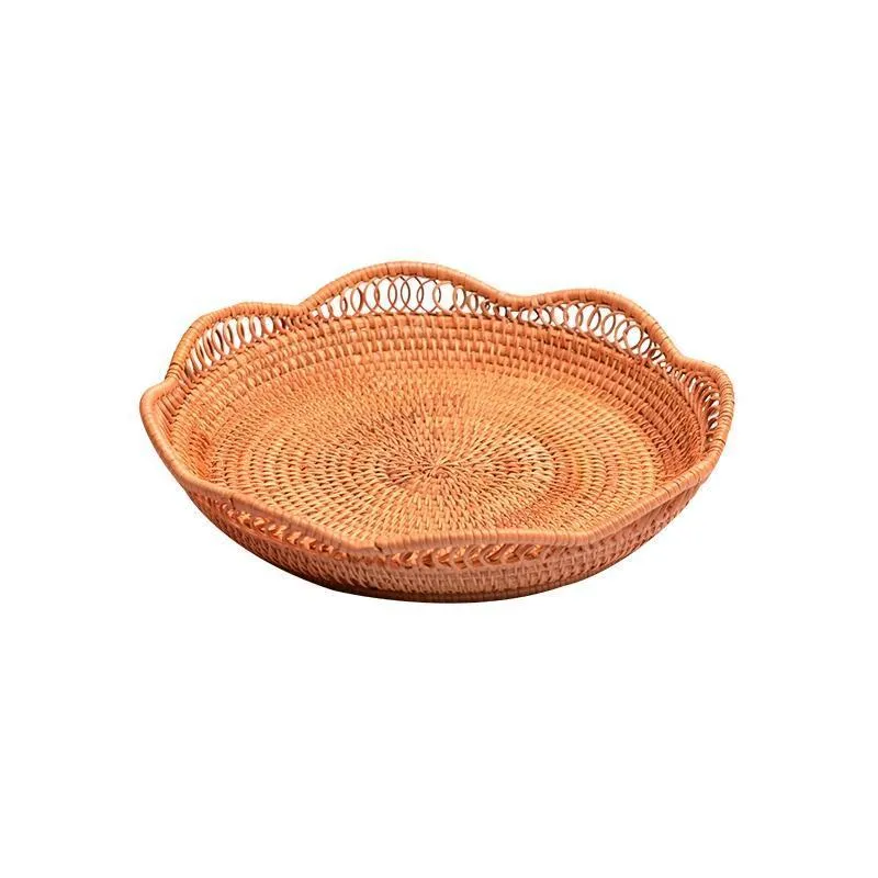 Rattan Storage Basket, Fruit Basket, Woven Round Storage Basket, Kitchen Storage Baskets, Storage Basket for Dining Room