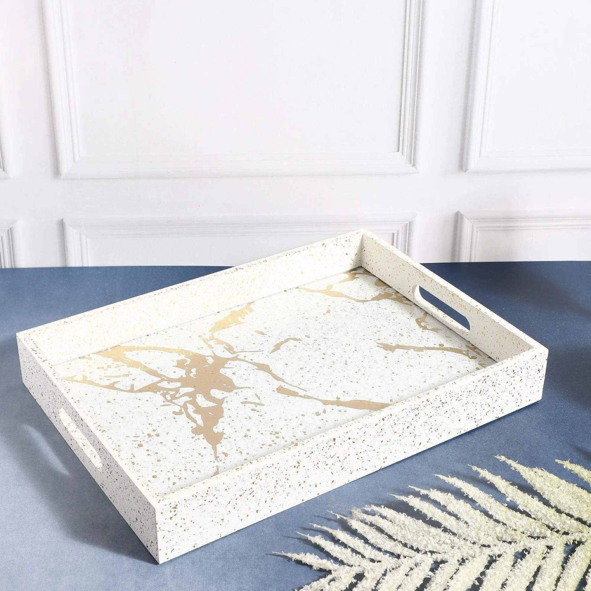 Rectangular Marble Look Luxury Serving Tray