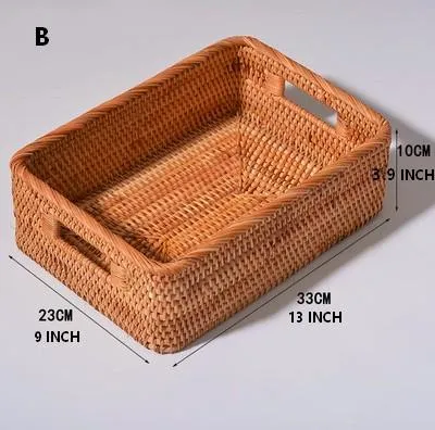 Rectangular Storage Baskets for Pantry, Rattan Storage Basket for Shelves, Storage Baskets for Kitchen, Woven Storage Baskets