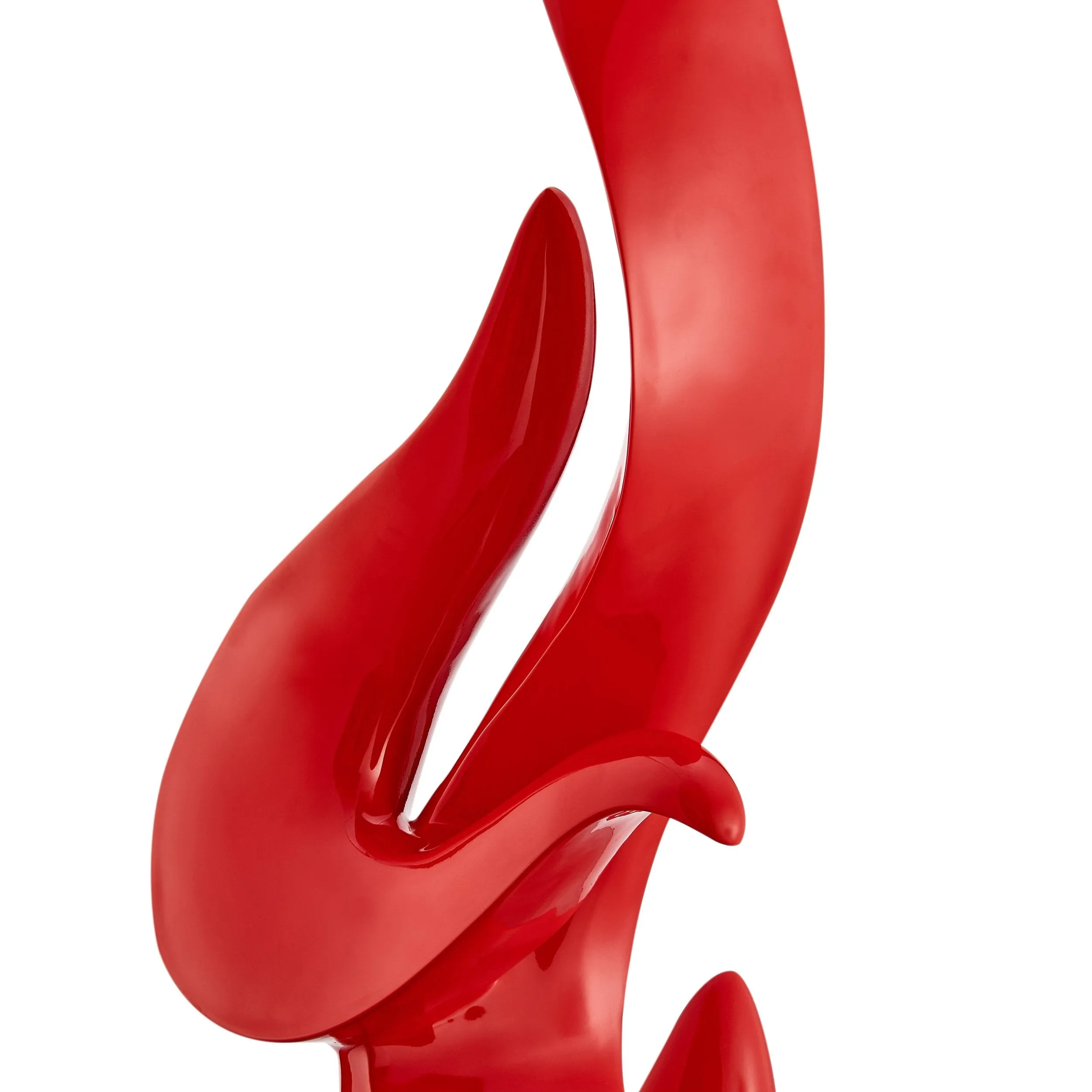 Red Flame Floor Sculpture With Black Stand, 65" Tall