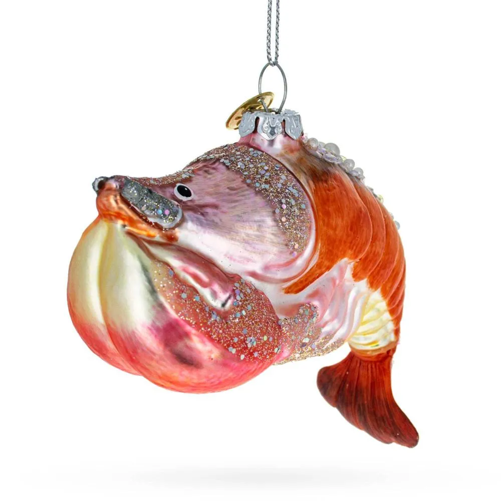 Red Lobster Glass Christmas Ornament