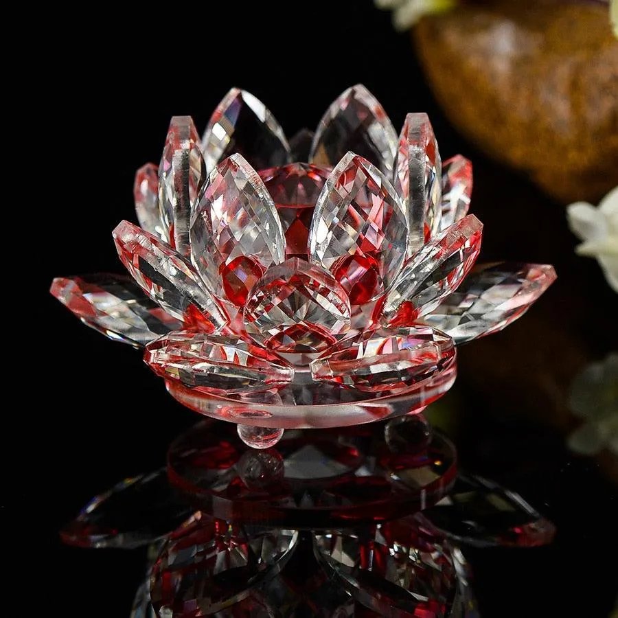 'Red Lotus' Flower Glass Ornament