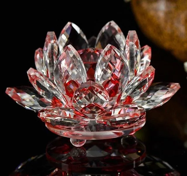 'Red Lotus' Flower Glass Ornament