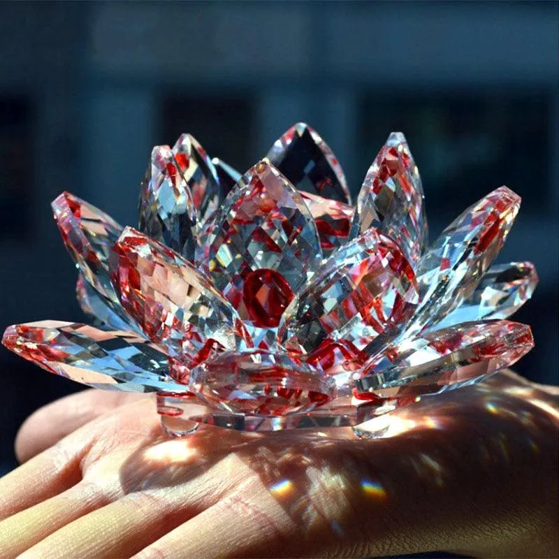 'Red Lotus' Flower Glass Ornament