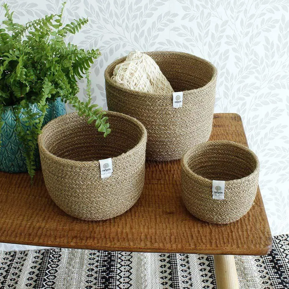 Respiin Tall Jute Basket Set - Natural