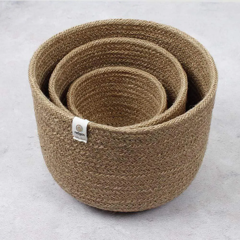 Respiin Tall Jute Basket Set - Natural