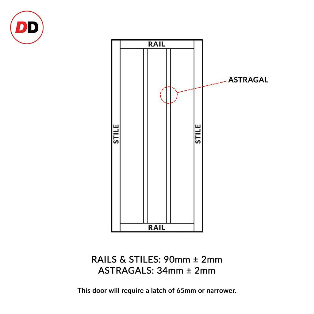 Room Divider - Handmade Eco-Urban® Cornwall Door DD6404F - Frosted Glass - Premium Primed - Colour & Size Options