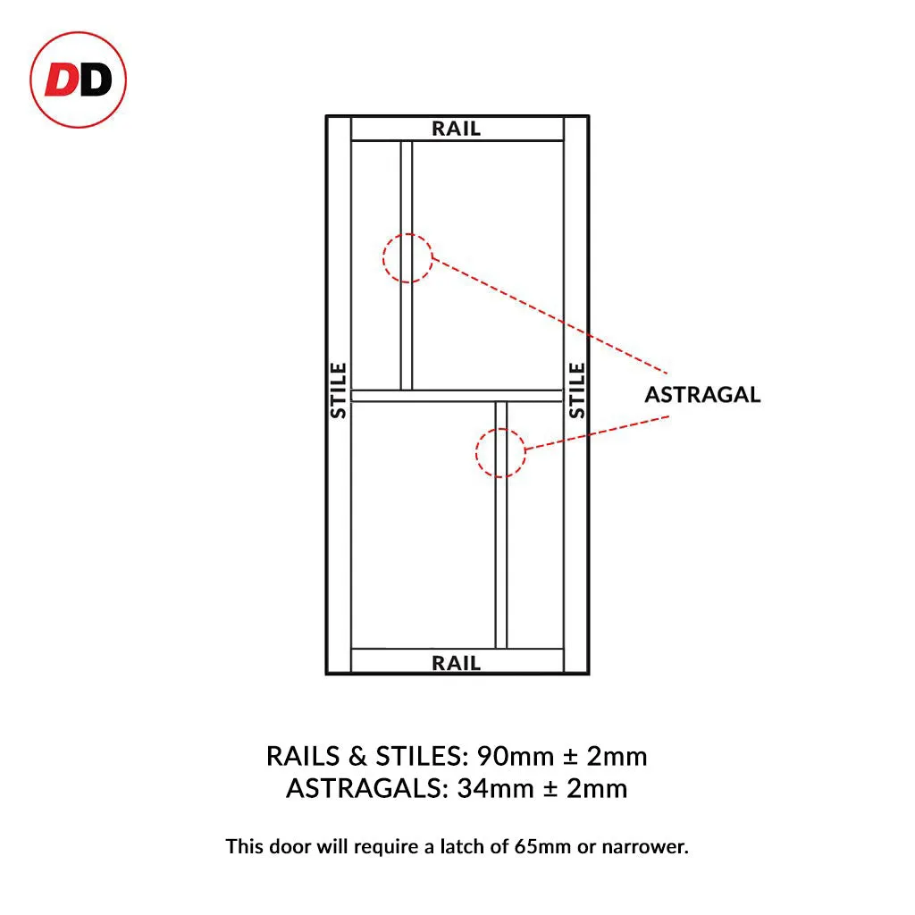 Room Divider - Handmade Eco-Urban® Hampton Door DD6413C - Clear Glass - Premium Primed - Colour & Size Options