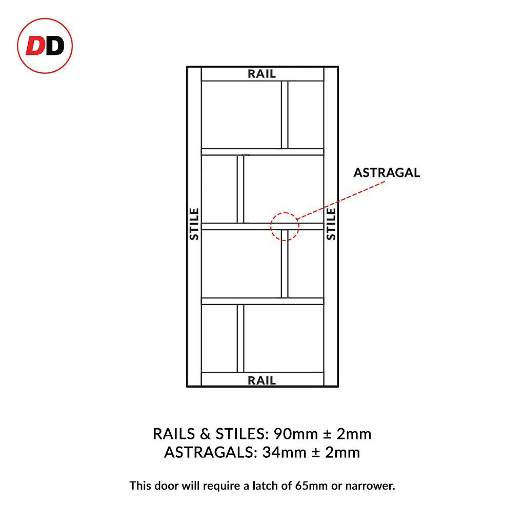 Room Divider - Handmade Eco-Urban® Kochi Door Pair DD6415F - Frosted Glass - Premium Primed - Colour & Size Options