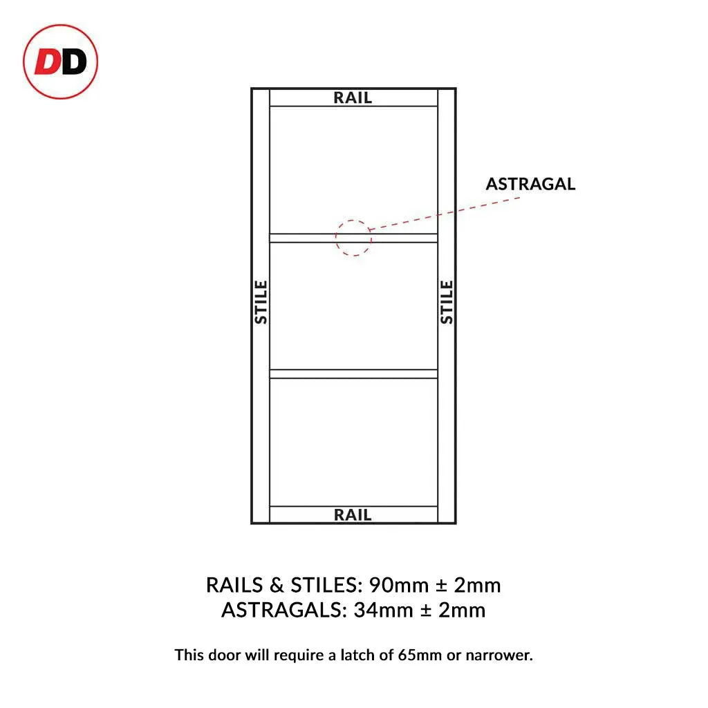 Room Divider - Handmade Eco-Urban® Manchester Door DD6306F - Frosted Glass - Premium Primed - Colour & Size Options