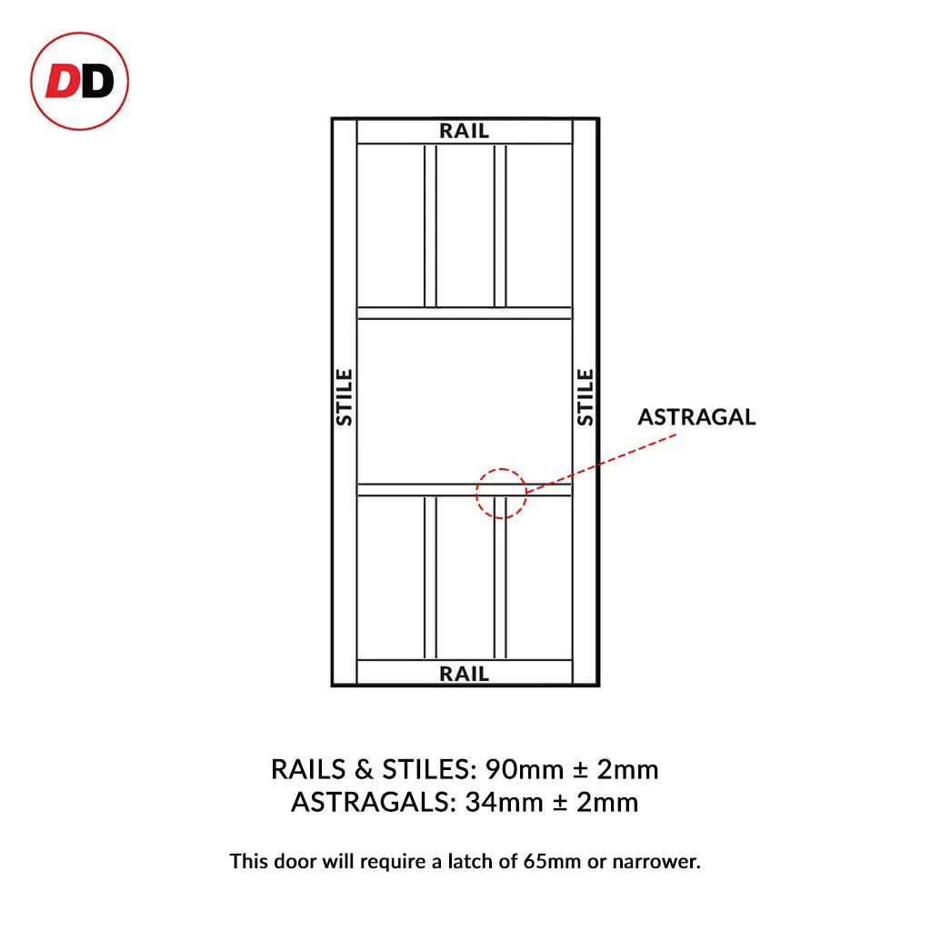 Room Divider - Handmade Eco-Urban® Queensland Door DD6424F - Frosted Glass - Premium Primed - Colour & Size Options