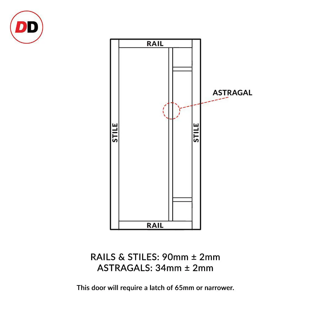 Room Divider - Handmade Eco-Urban® Suburban Door Pair DD6411CF Clear Glass (2 FROSTED CORNER PANES) - Premium Primed - Colour & Size Options