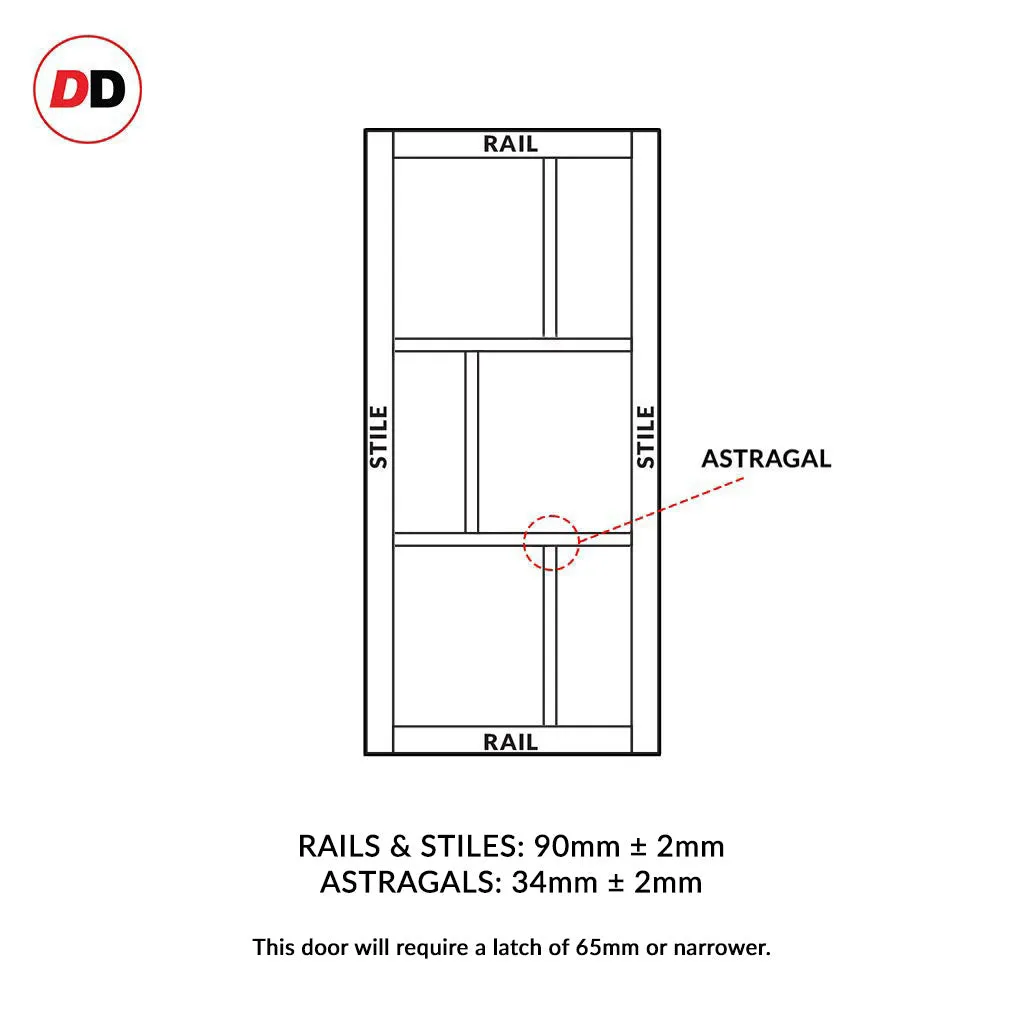 Room Divider - Handmade Eco-Urban® Tokyo Door DD6423F - Frosted Glass - Premium Primed - Colour & Size Options