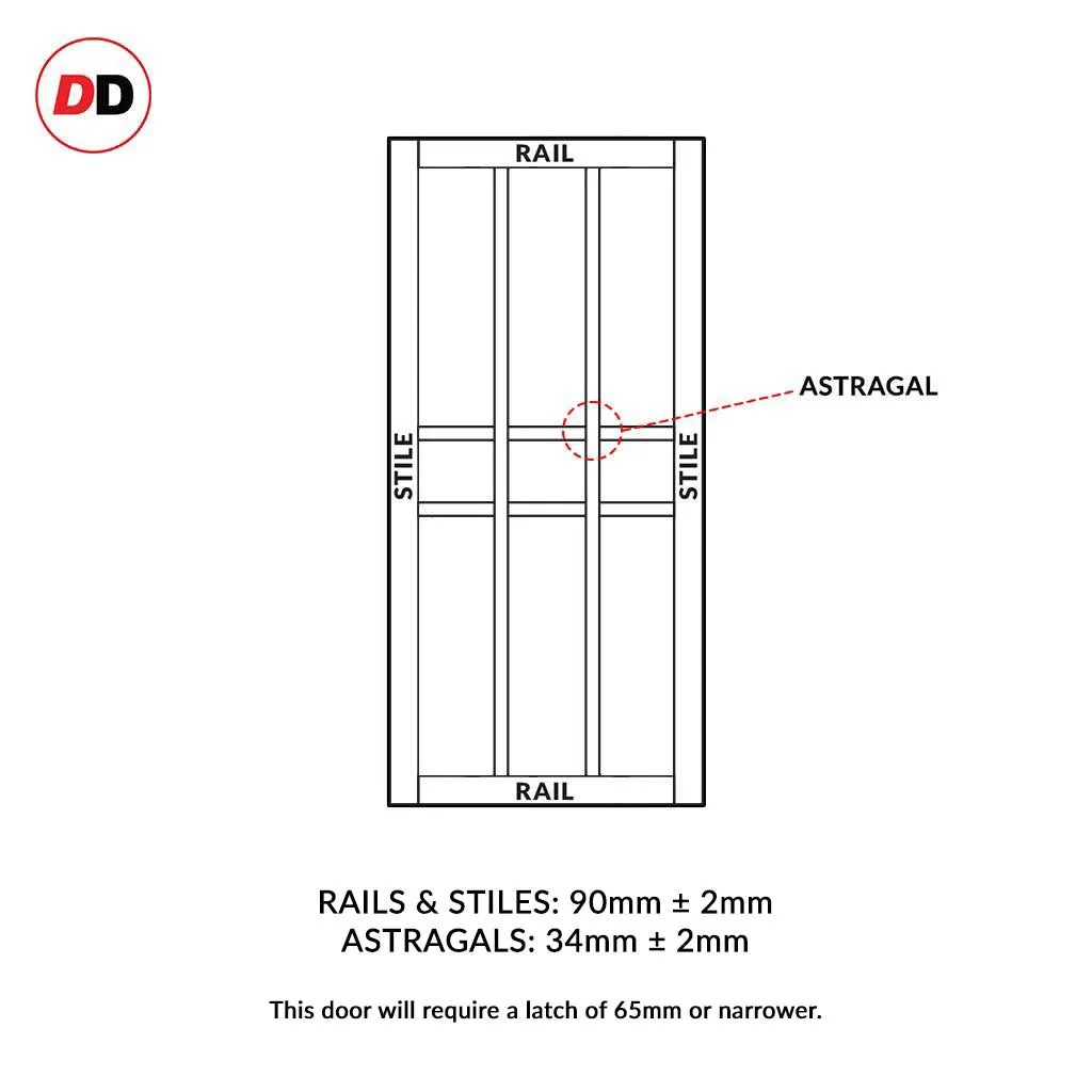 Room Divider - Handmade Eco-Urban® Tromso Door DD6402F - Frosted Glass - Premium Primed - Colour & Size Options