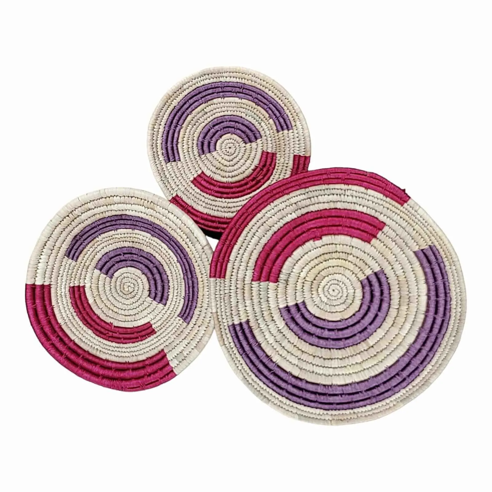 Sabai Grass Handwoven Rattan Wall Plates Baskets Multicolour Bohemian Theme Wall Hanging Décor Bamboo Wall Art