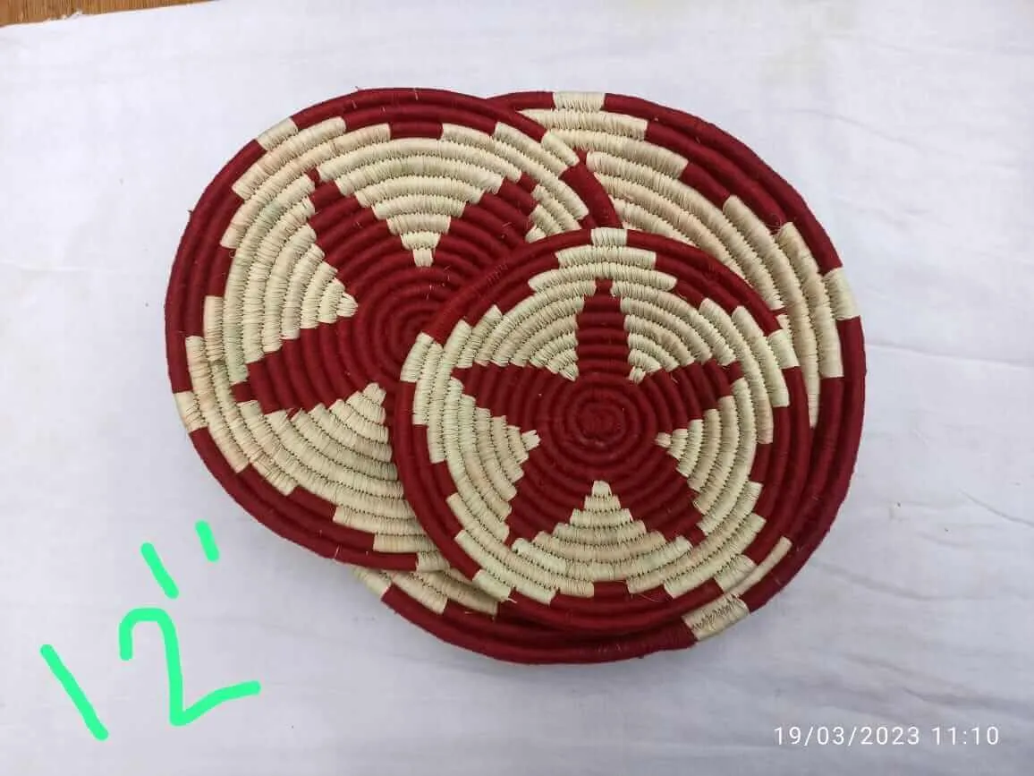 Sabai Grass Handwoven Rattan Wall Plates Baskets Multicolour Bohemian Theme Wall Hanging Décor Bamboo Wall Art