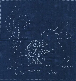 Sashiko Cloth Rabbits in Navy