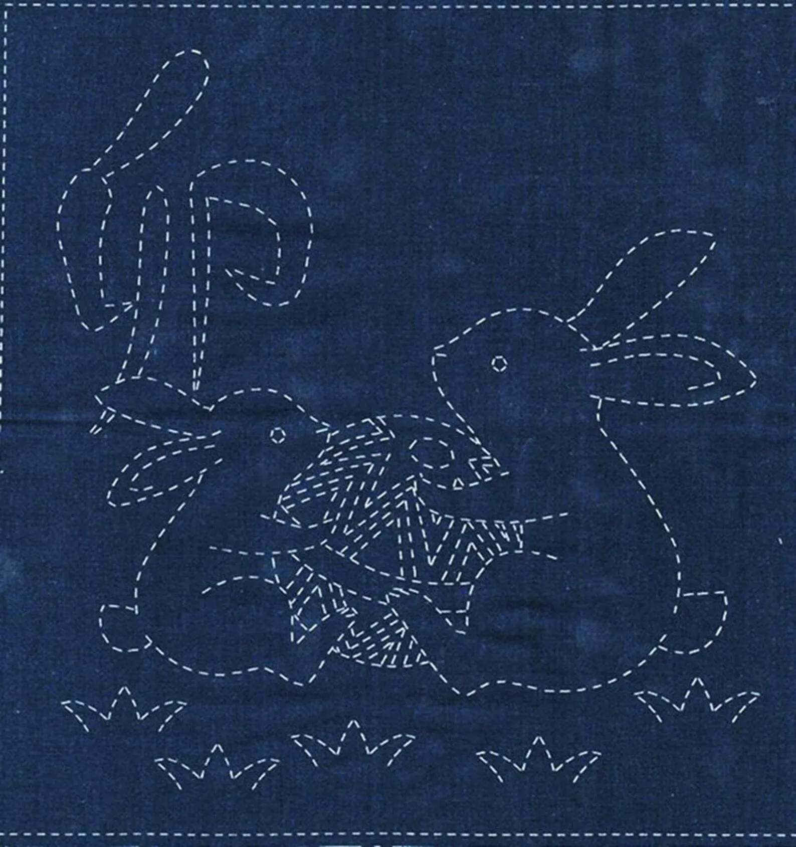 Sashiko Cloth Rabbits in Navy