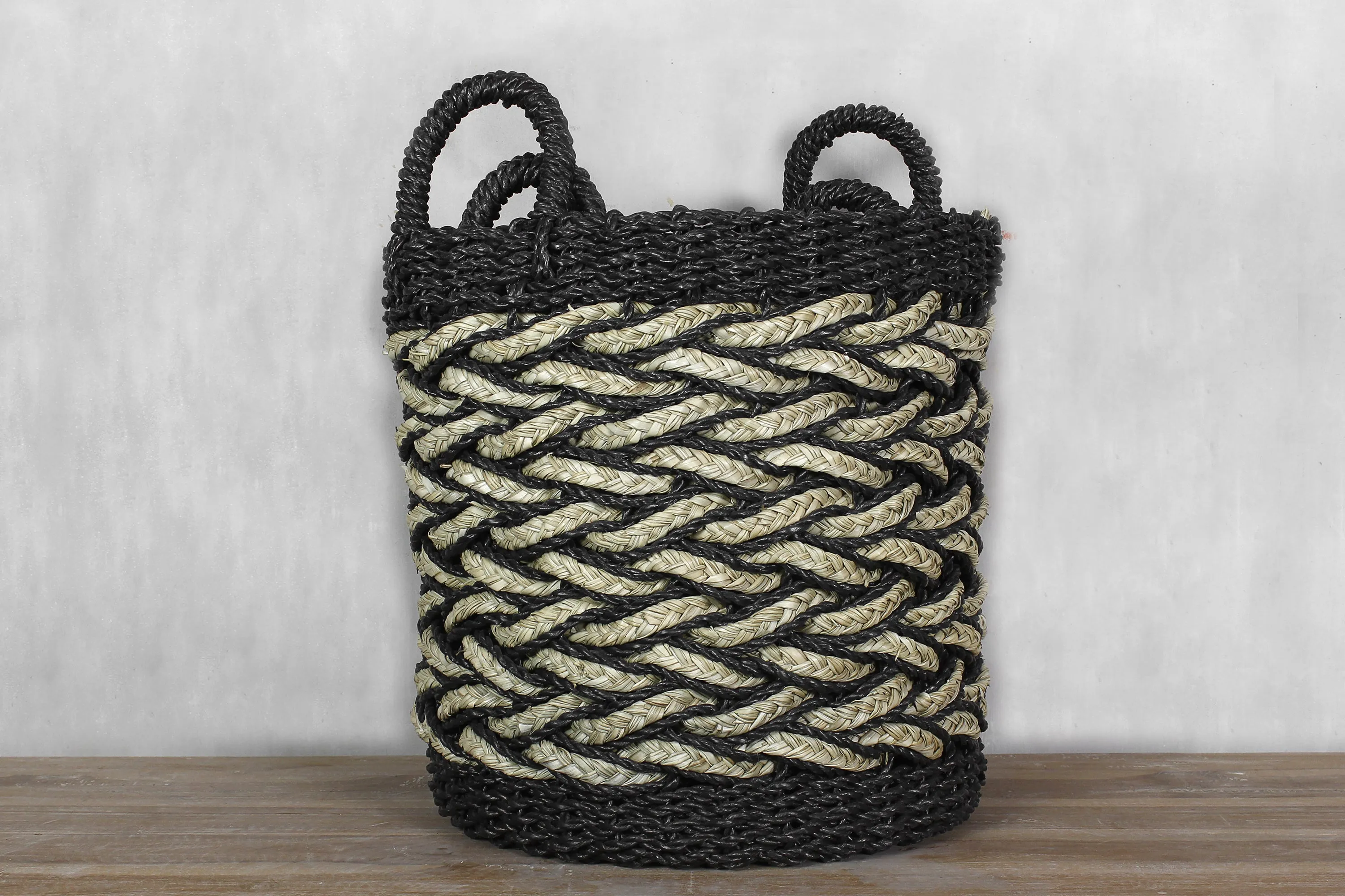 Set of 3 Baskets 'Papua' - Black