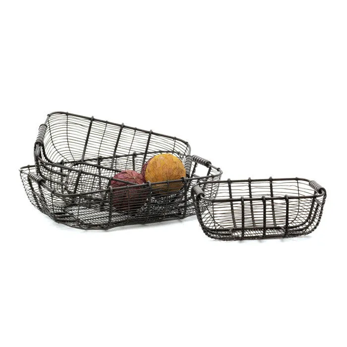 Set of Three Tabletop Wire Baskets