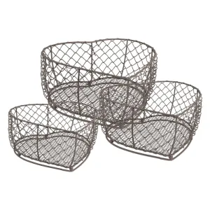 Set of Three Wire Storage Baskets