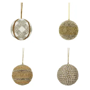 Shimmery, Round Jute Christmas Ornaments