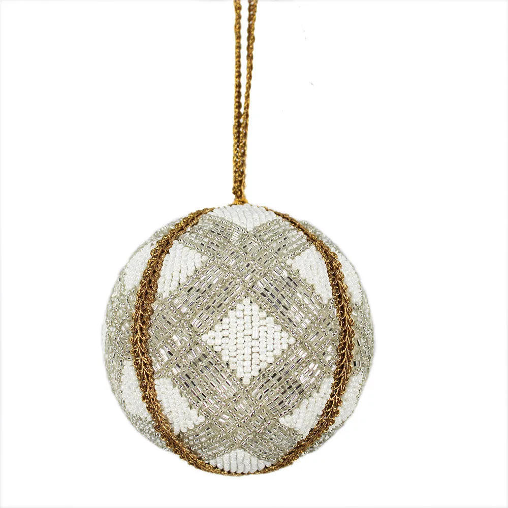 Shimmery, Round Jute Christmas Ornaments