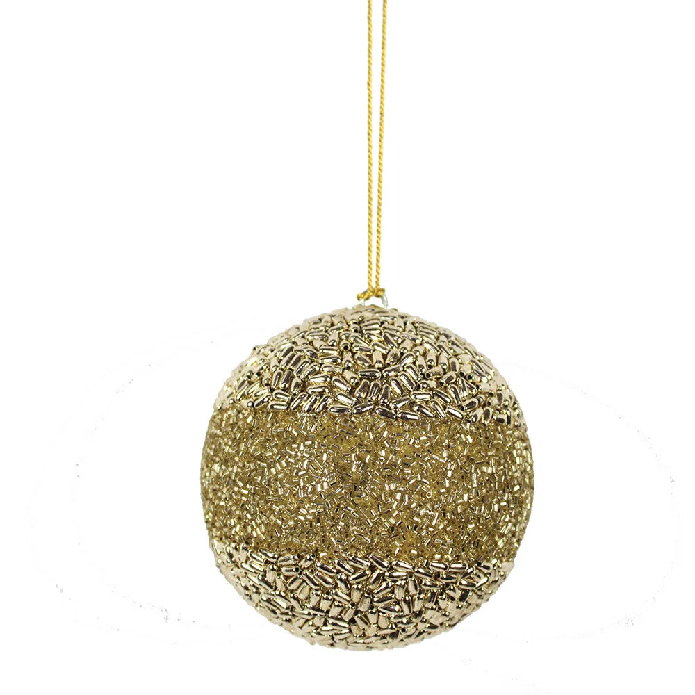 Shimmery, Round Jute Christmas Ornaments