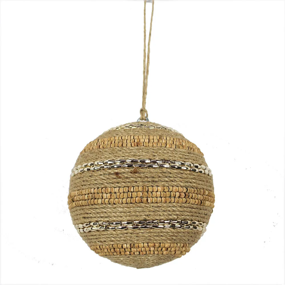 Shimmery, Round Jute Christmas Ornaments