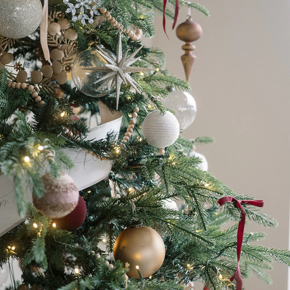 Shimmery, Round Jute Christmas Ornaments