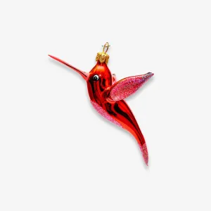 Shiny Red Hummingbird Ornament