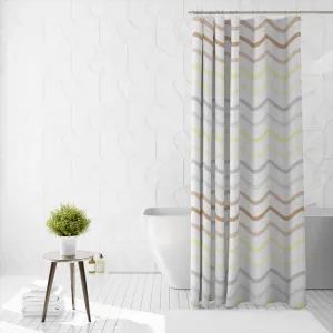 Shower Curtain Printed Fabric with Hooks 180x180 Cm - Chevton