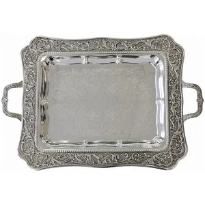 Silver Plated Square Tray for Shabbat Candle Lighting 17" x 13.5"