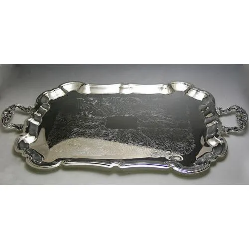 Silver Plated Tray with Handles Great for Shabbat Candle Lighting / Licht benching)