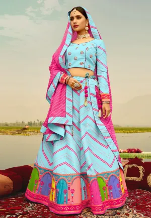 Sky Blue Multi Coloured Lehenga Choli