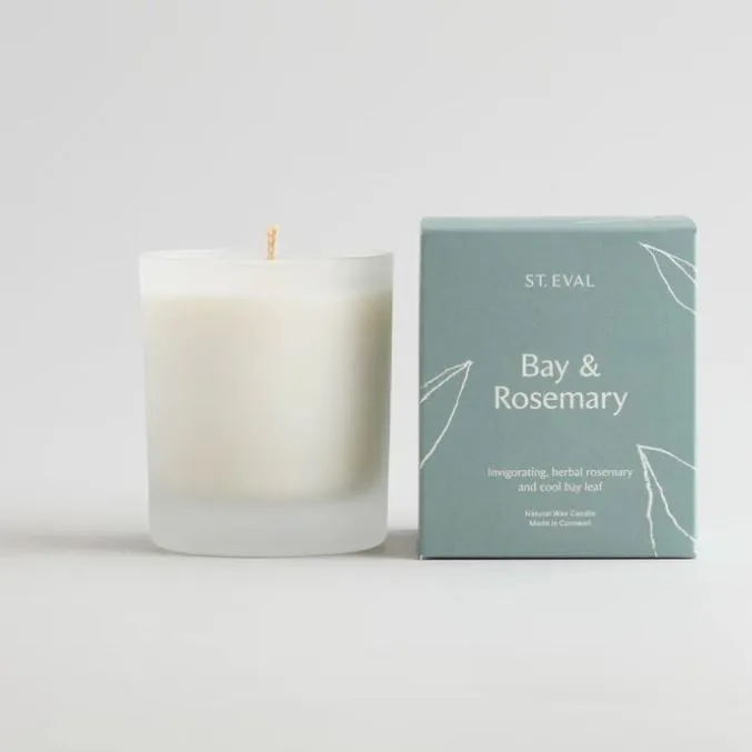 St Eval Bay & Rosemary Scented Candle - Lamorna Collection - Natural Wax