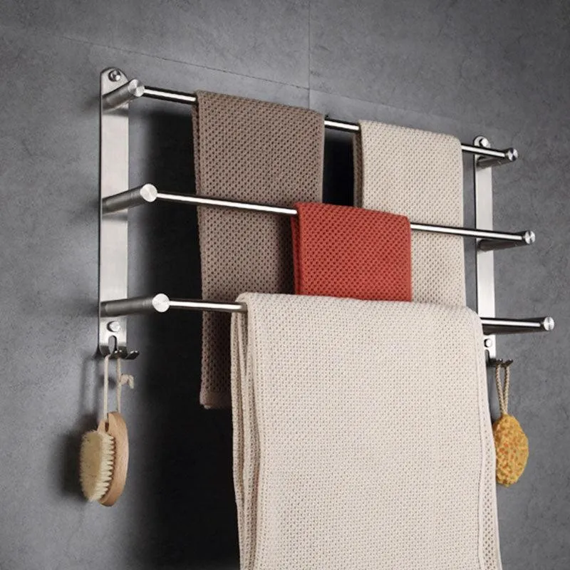 Stainless Steel Towel Rack with Hooks Wall Mounted