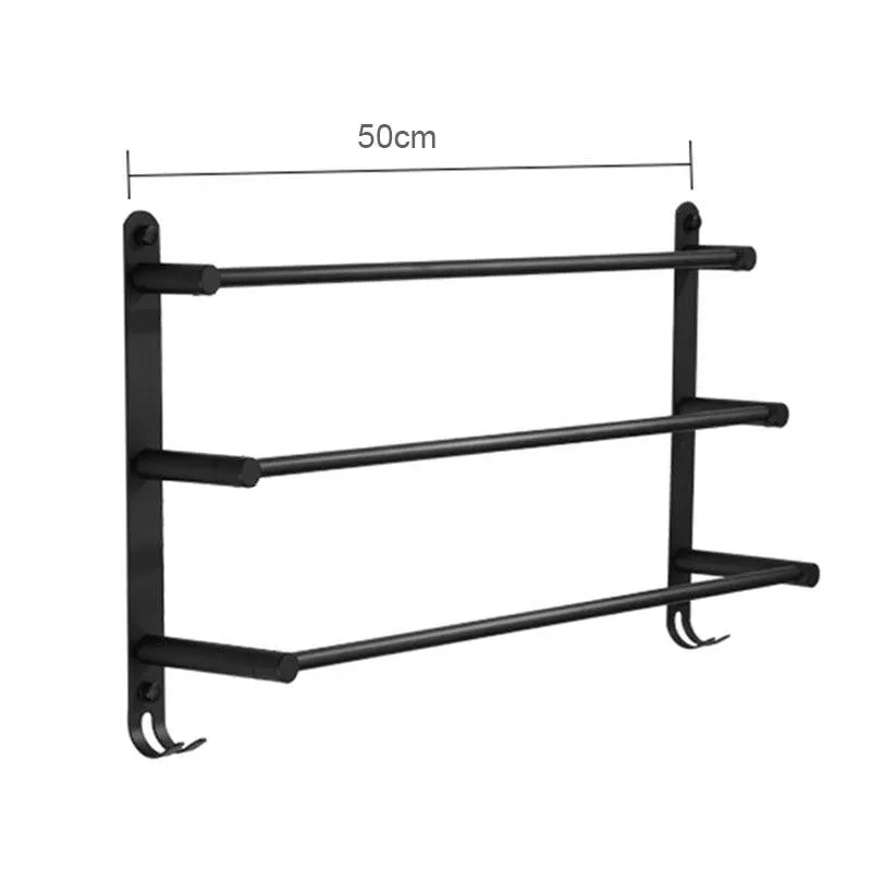 Stainless Steel Towel Rack with Hooks Wall Mounted