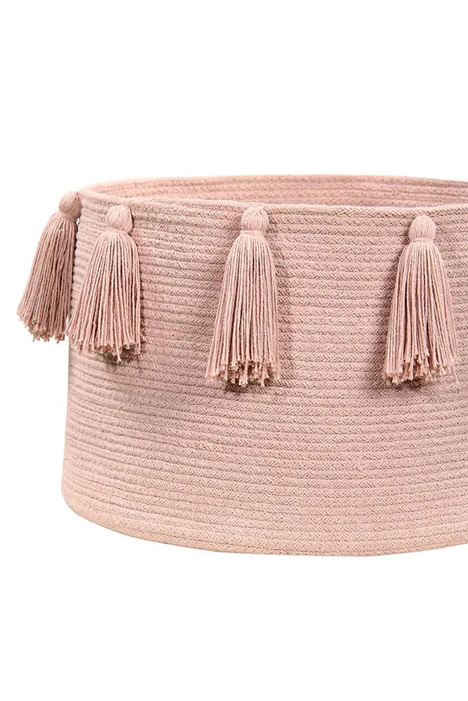 STORAGE BASKET TASSELS VINTAGE NUDE