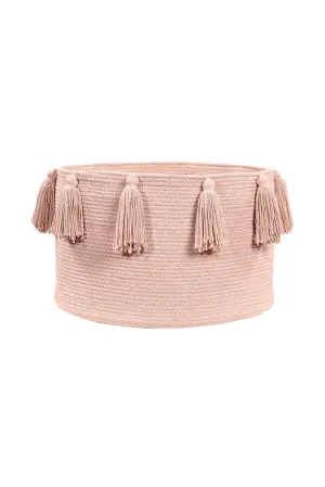 STORAGE BASKET TASSELS VINTAGE NUDE