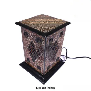 Table Lamp Black Lacquer Nakshi Art