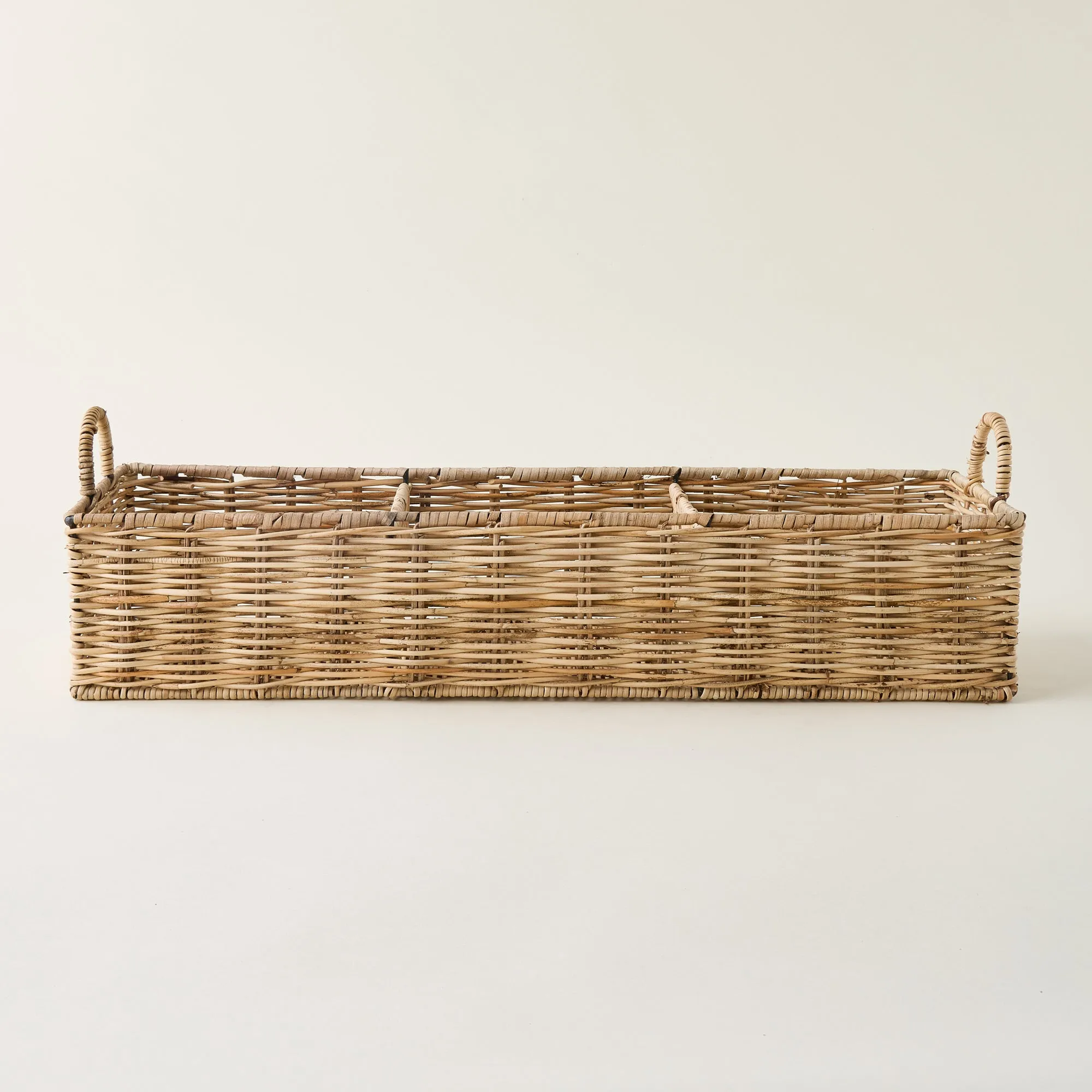 Three-Section Rattan Basket