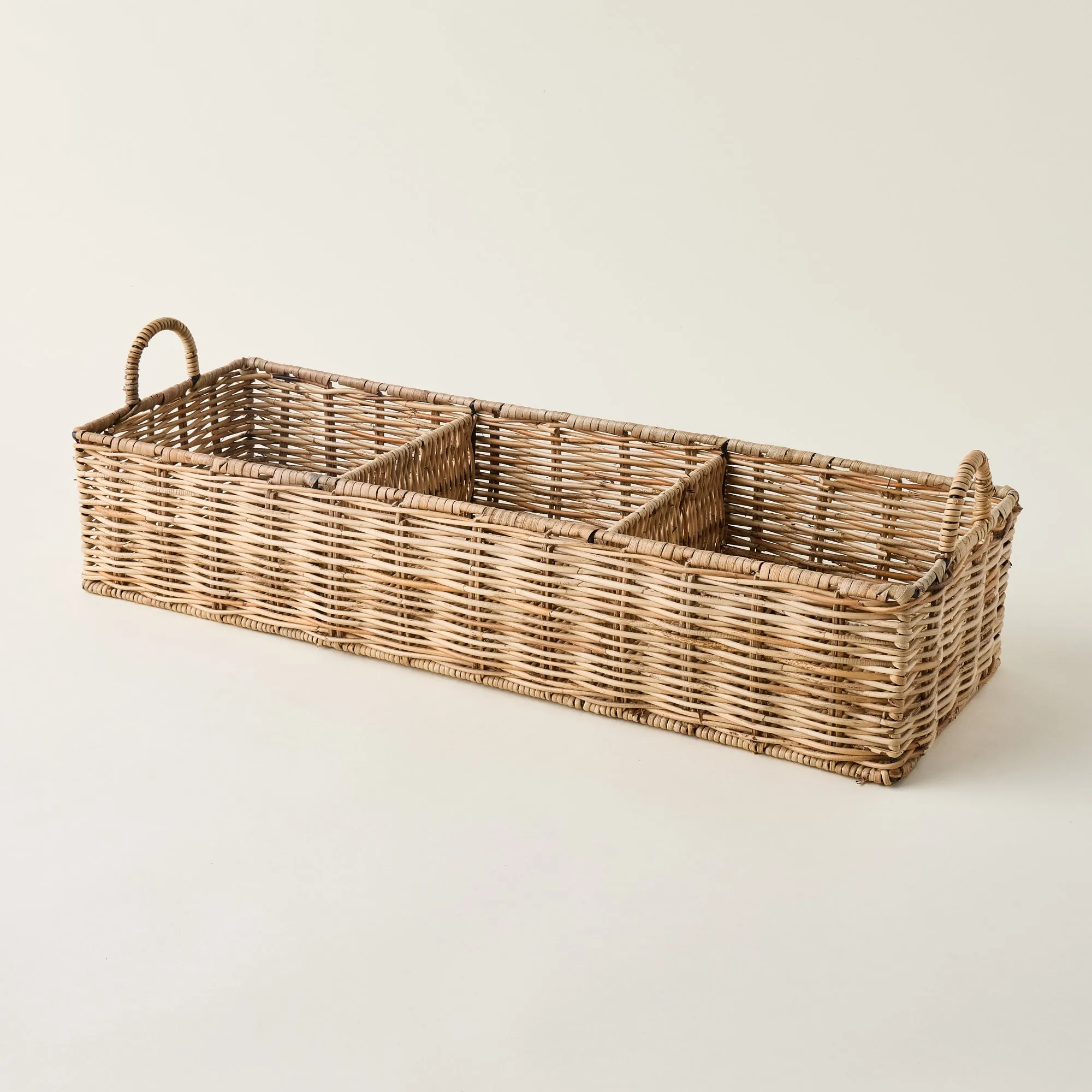 Three-Section Rattan Basket