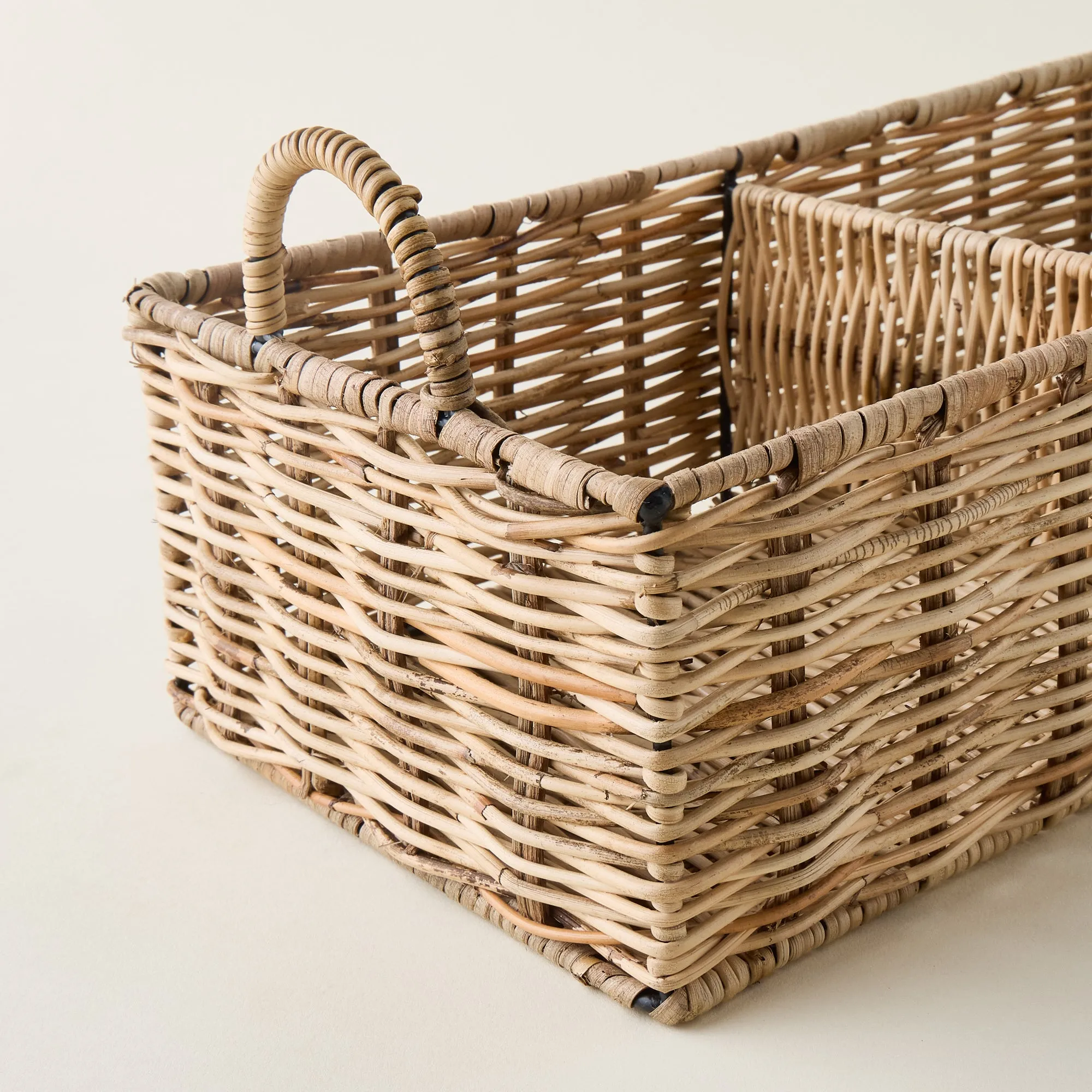 Three-Section Rattan Basket