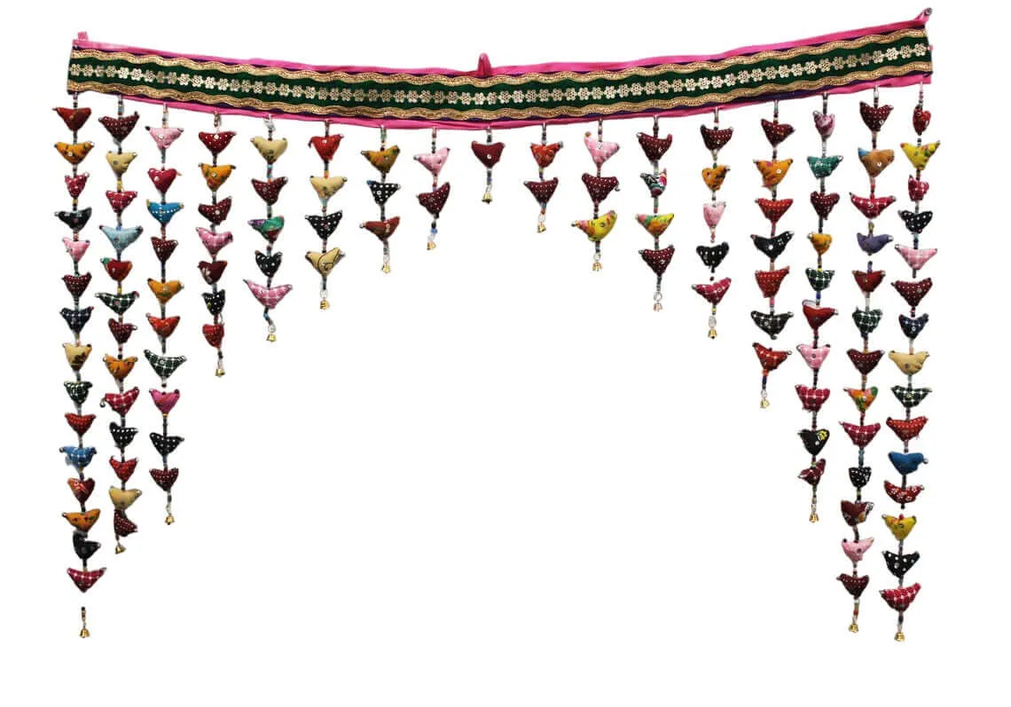 Tota Bird Door Hanging Valance Door Decoration Boho Theme Hippy Hippie Bohemian Wall Hanging Indian Toran Multicolour Festival Decoration