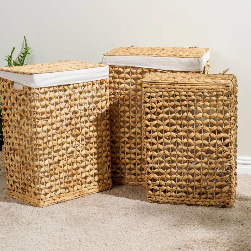 Vietnamese Laundry Hamper with Lid and Liner - Rectangular